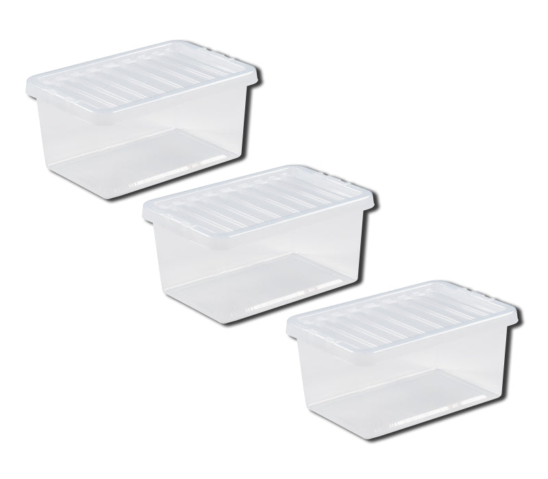 3 X Crystal 11 Litre Box & Lid Clear *Free Delivery*