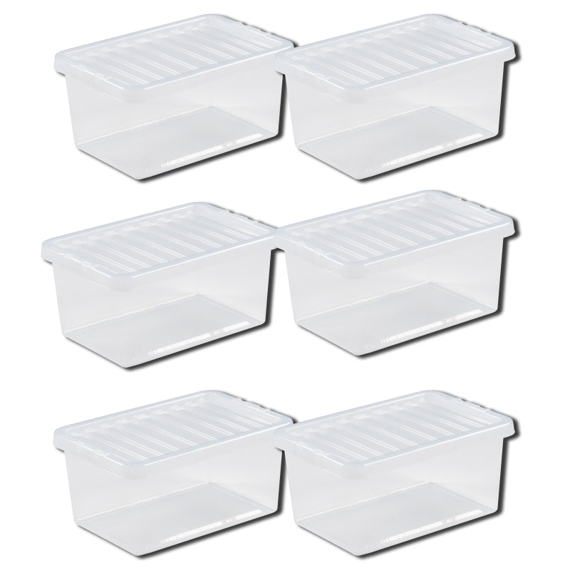 6 X Crystal 11 Litre Box & Lid Clear *Free Delivery*