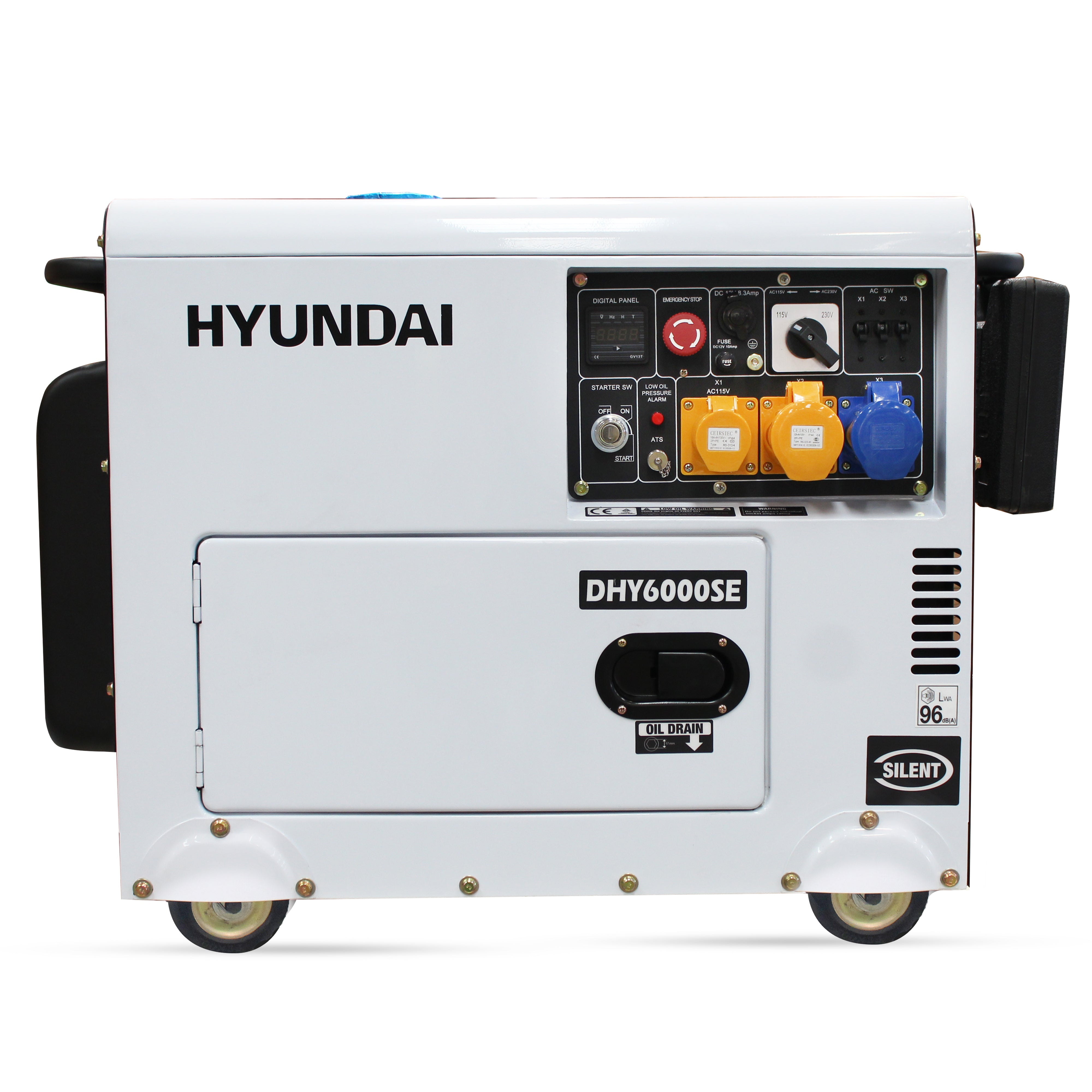 Hyundai 5.2kW/6.5kVA Silenced Standby Single Phase Diesel Generator | DHY6000SE